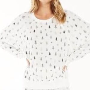 Z SUPPLY christmas tree long sleeved top in white Extra Small XS